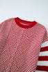 Stripe Geometric Textured Drop Shoulder Sweater